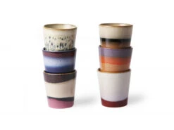 Set Van 6 Tassen 70's CERAMICS Multicolor
