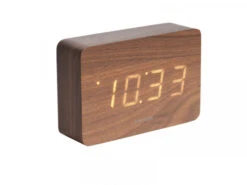 PRESENT TIME Wekker ALARM CLOCK SQUARE - Dark Wood Hout